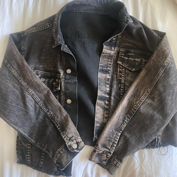 Brandy Melville Distressed Black Denim Jacket - Picture 2 of 3